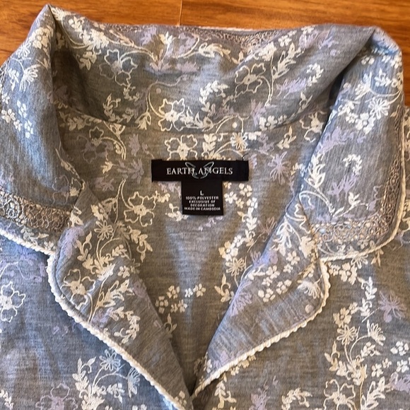 💟 Womens pajama Top grey and white size large L 💟 - Picture 4 of 4